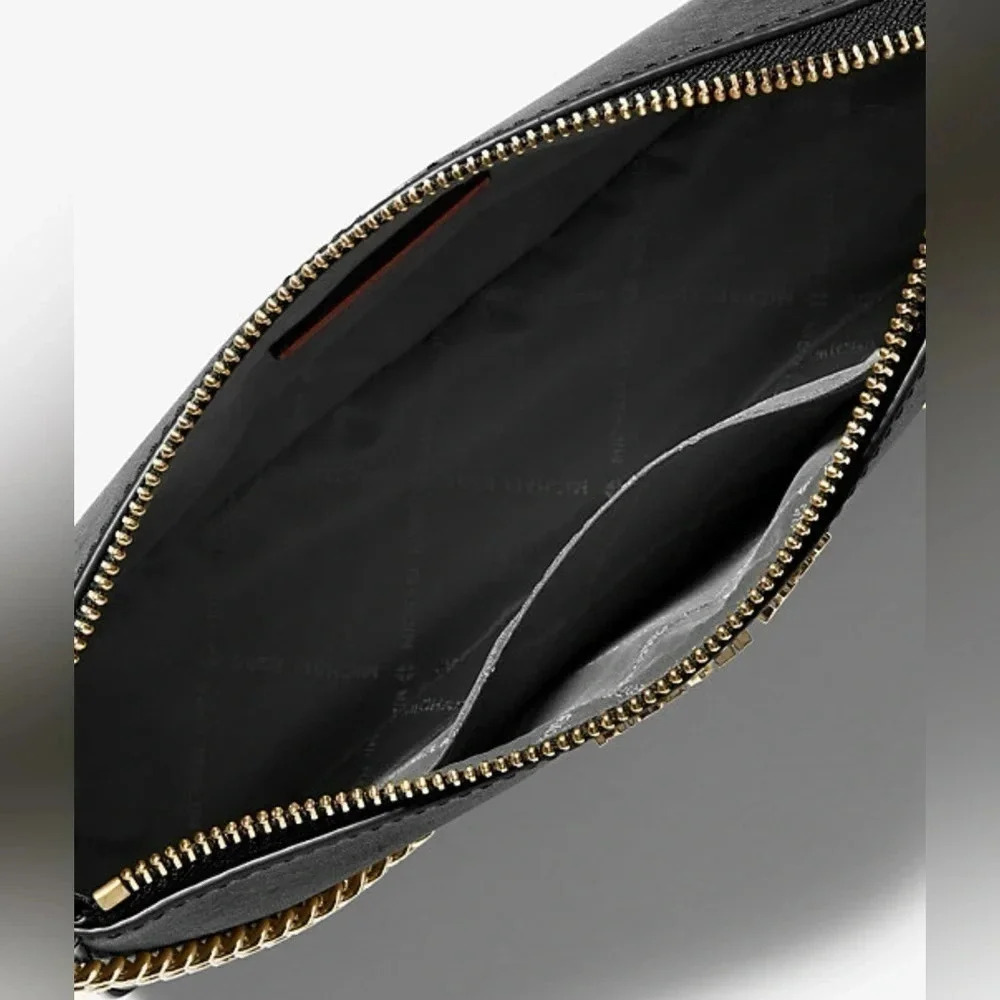 Michael Kors Jet Set Crossbody Bag Medium Saffiano Leather Chain - Black - Picture 2 of 5